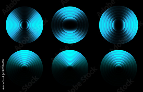 Futuristic Sound Wave Rings – Wireless Signal Ripple Circles on Black Background