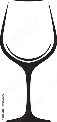Wine glass silhouette outline for beverage serving and restaurant menu design isolated on transparent background for elegant drink.
