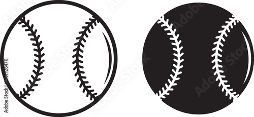 Black and white illustration of baseballs with contrasting stitching and background