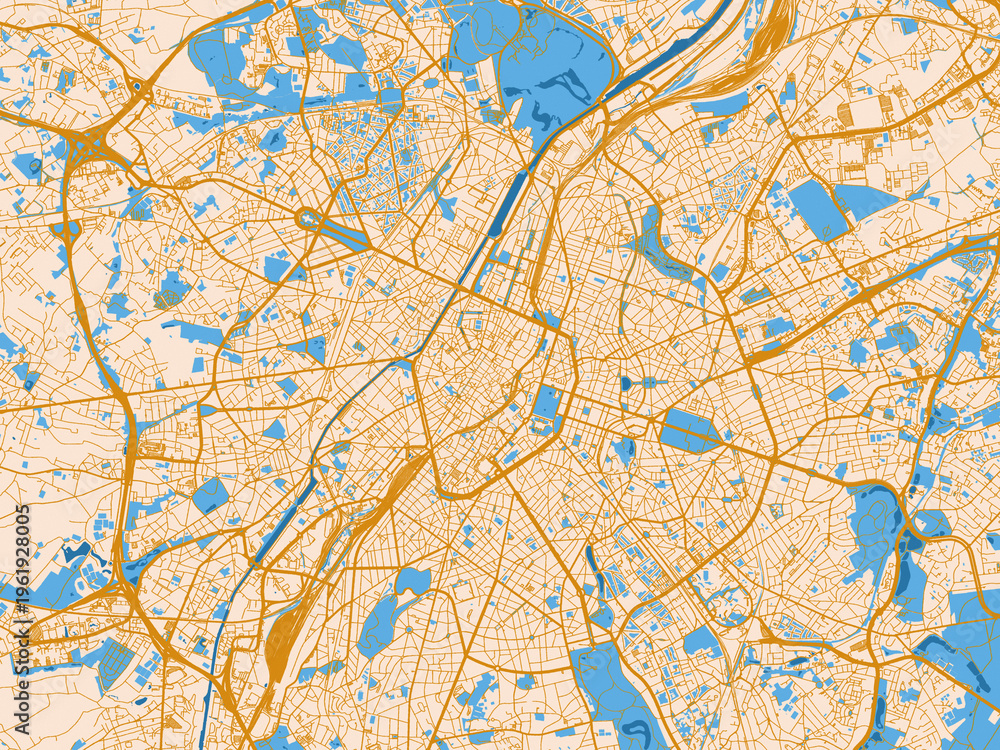 Fototapeta premium City cartography of Brussel, Belgium