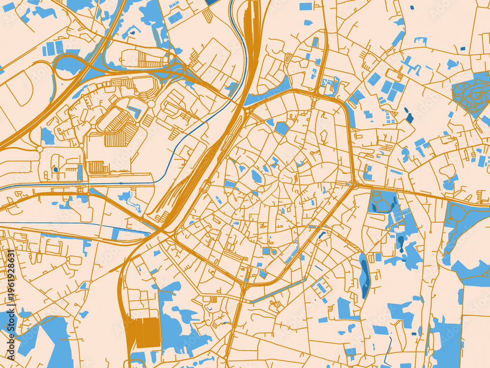 Fototapeta premium Mons, Belgium – urban map