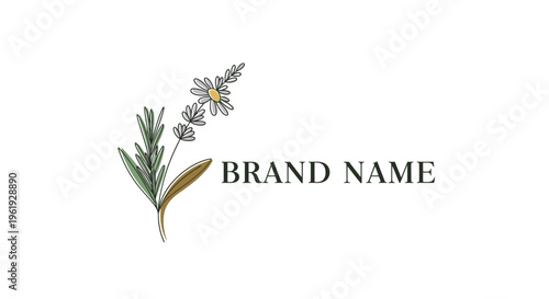 Brand Name with Floral Logo Design.