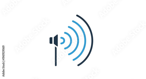 Iconic Representation of Wireless Communication Technology with Signal Waves.