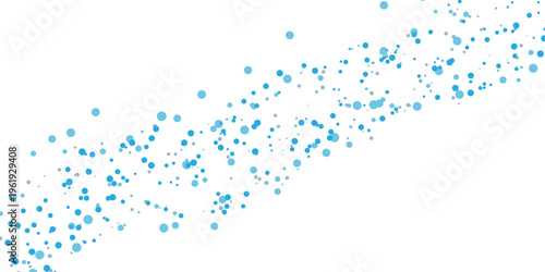 Scattered blue dots forming a dynamic upward trajectory on a plain background