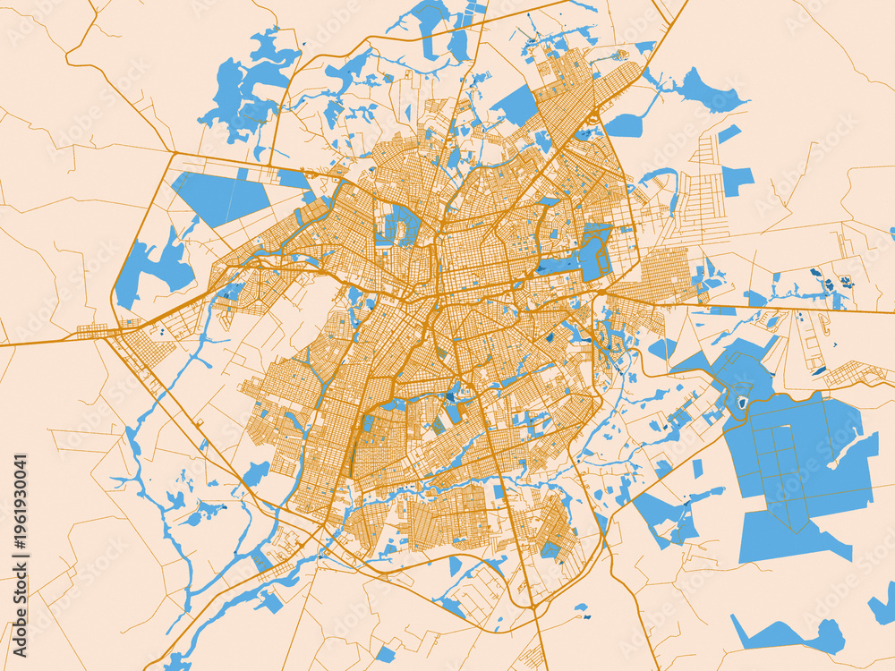 Fototapeta premium Urban grid map — Campo Grande, Brazil