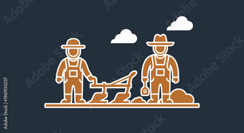 Farmers working in the field together 1.