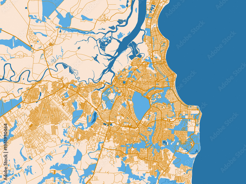 Naklejka premium Cartographic street layout — Joao Pessoa, Brazil