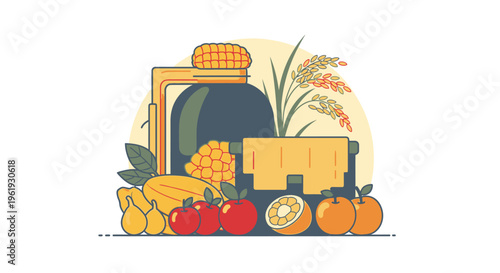 Harvest fruits and vegetables assortment.