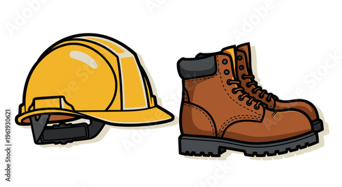 Hard hat and work boot equipment.