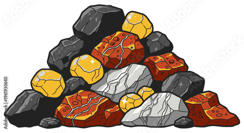 Heap of colorful precious mining rocks.