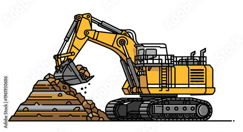Heavy duty excavator digging earth.