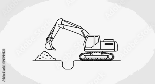Heavy machinery excavator digging earth.