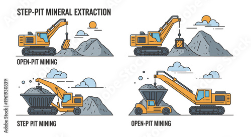 Heavy machinery for mineral extraction.