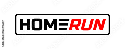 Bold 'HOMERUN' text logo featuring 'HOME' in black and 'RUN' in red, enclosed within a sleek rounded rectangular frame.