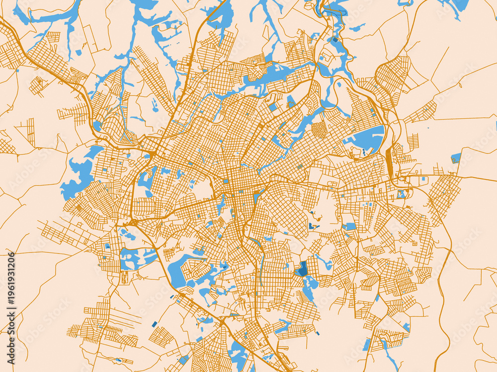 Fototapeta premium Cartographic city illustration of Ponta Grossa, Brazil