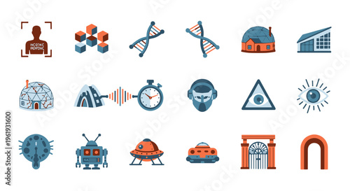 Illustration of Science Fiction and Future Technology Icons