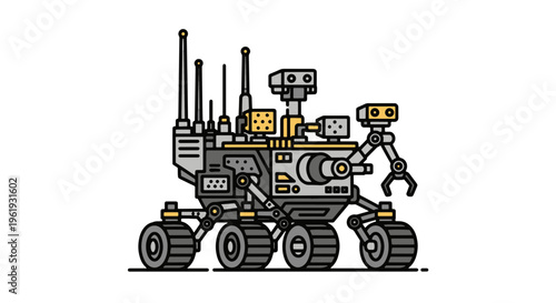 Mars Rover Explorer Robot with Robotic Arm Wheels Antennas