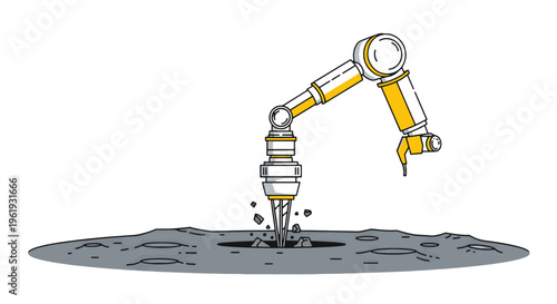 Robotic Arm Drills into Rocky Surface of Planet or Moon