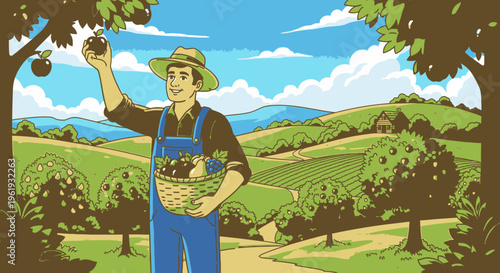 Man holding basket of fresh grapes.
