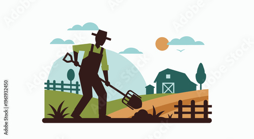 Man in overalls working on farm 2.