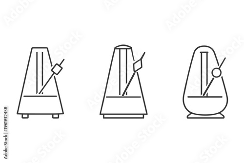 Three distinct metronome icons in a clean line art style on a white background