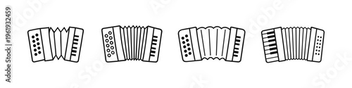 Collection of four simple accordion line art illustrations on a white background