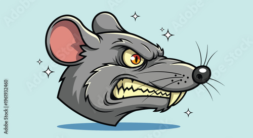 Angry Rat Head Cartoon Illustration 1.