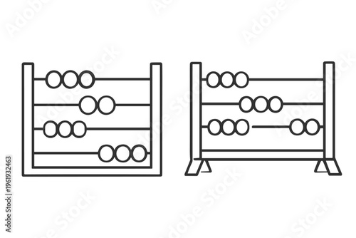 Two simple abacus counting frames with beads shown in outline style