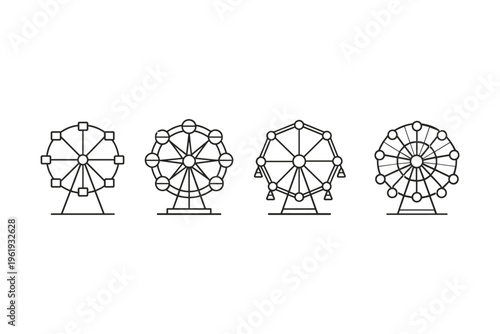 Collection of four distinct Ferris wheel icons in a simple line art style