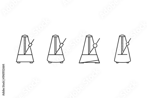 Four metronomes in a row, each with a different tempo indicator