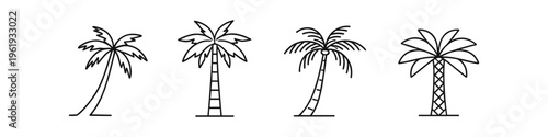 Collection of stylized palm trees in a simple line art design