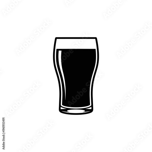 Black Beer Pint Glass Icon in Simple Silhouette Style