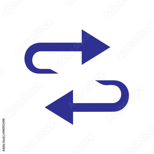 Free Download A pair of dark blue curved arrows shows a simple directional exchange or return movement suitable for user interface navigation. - GFXLoad