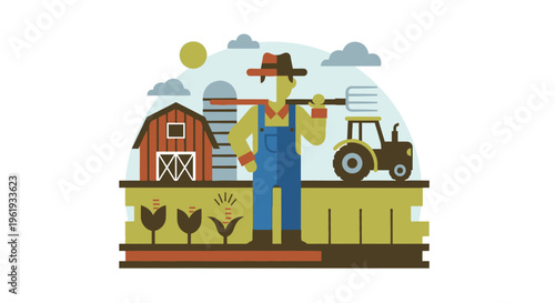 Man wearing blue overalls and hat 1.