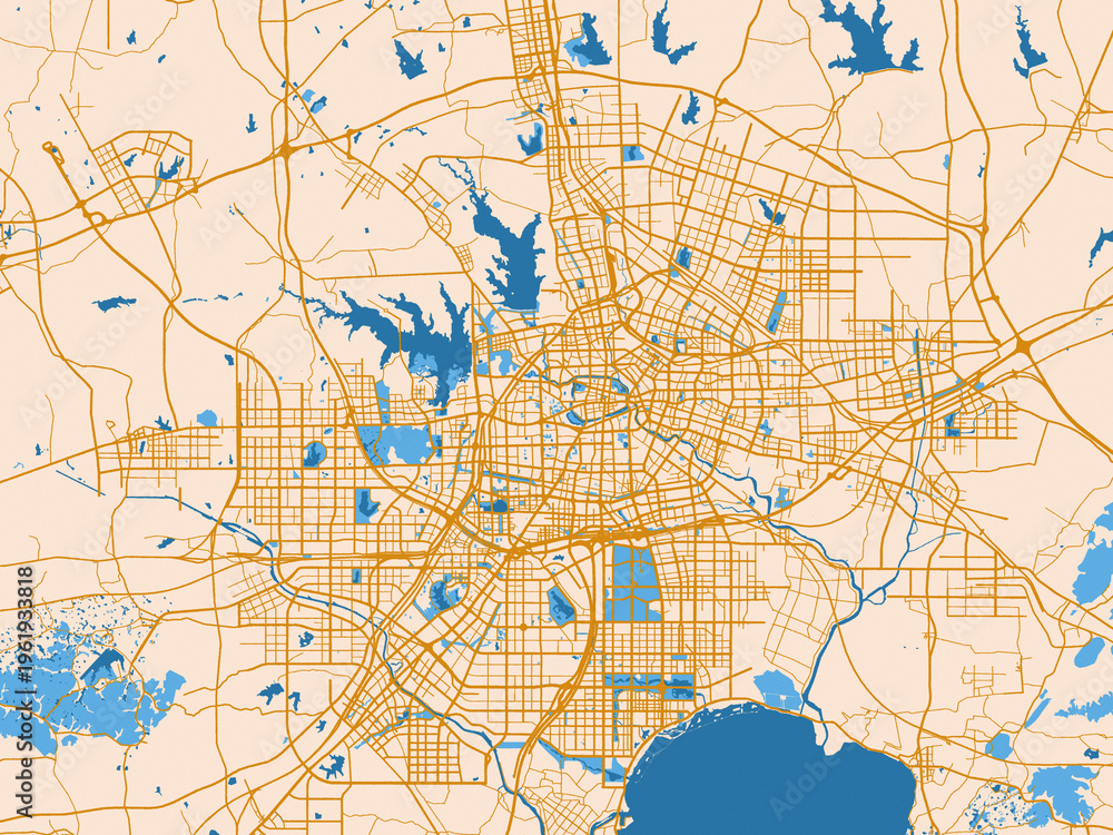 Obraz premium Cartographic street layout — Hefei, China