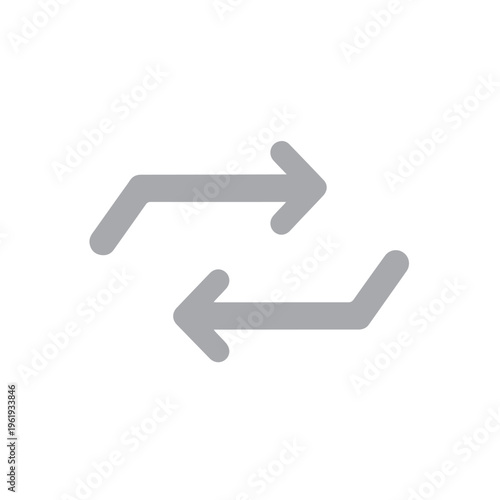 Two opposing gray arrows illustrate the concept of exchange, transfer, or two-way communication on a simple background.