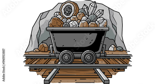 Mine cart filled with gold nuggets 1.