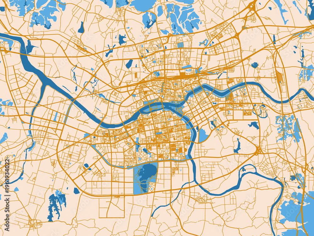 Fototapeta premium Urban grid map — Jinhua, China