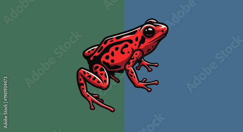 Red Frog Amphibian Close Up Profile.