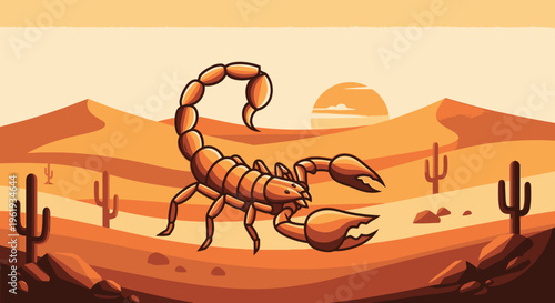 Scorpion in desert sand closeup.