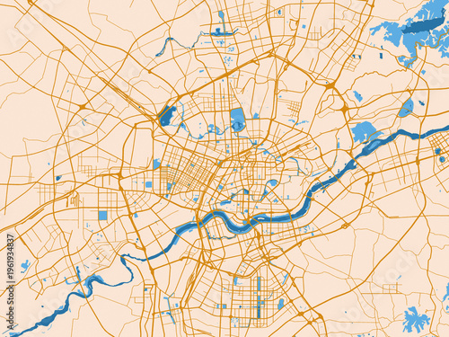 Obraz na plátně City map of Shenyang, China