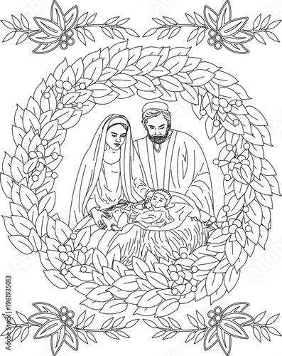 Baby Jesus Birth Coloring Page Christmas Culture and Religion Jesus Christ Vector