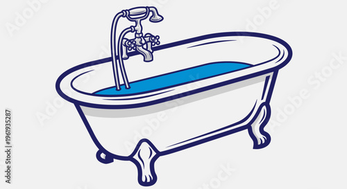 Vintage clawfoot bathtub with faucet.