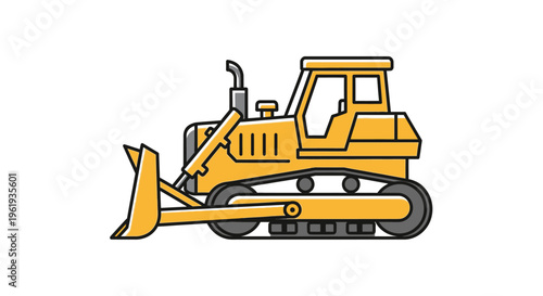 Yellow Bulldozer Construction Equipment Machine.