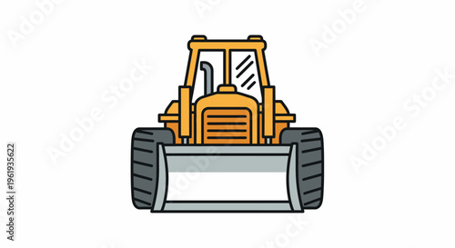 Yellow construction bulldozer machine vehicle.