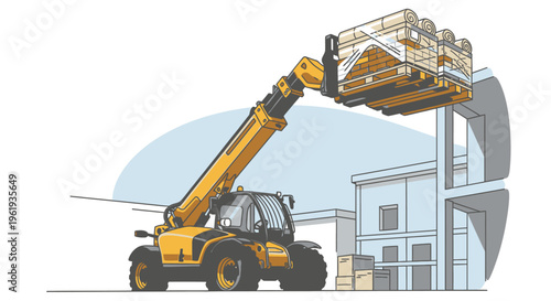Yellow construction telescopic forklift machine 1.