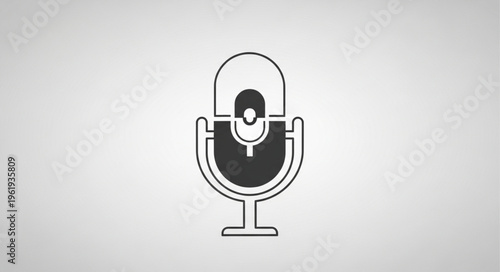 Vintage Microphone Icon - Classic Audio Recording and Broadcasting Symbol.
