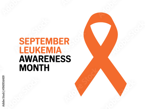 An orange ribbon for Leukemia Awareness Month on a white background