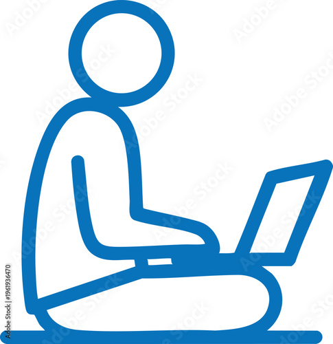 Digital Connection: A simplistic yet striking outline depicts a figure engrossed in their laptop, signifying the pervasive influence of technology in our connected world. 