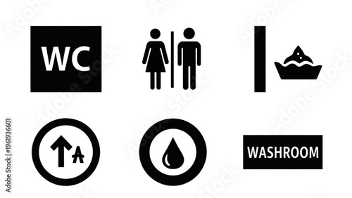 Vector Icon Sheet features various Restroom and Washroom signs